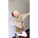 French Temperament Spring A Complete Set Of Hollow Straps With V-Tneck Shirt Vest Super Good-Looking Thin Half-Dress Skirt Three-Piece Set