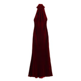 Women's Clothing 2025 Spring Festive Dress Hanging Neck Collar Silk Texture Dew Back Dress