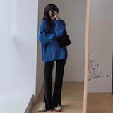 Loose Lazy Blue Sweater Women's Autumn And Winter 2025 New Explosion Thick Cloth With Knitted Bottom Shirt