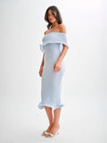 New Women's Fashion Word-To-Shoulder Sexless Sleeveless Plain Knitted Dress