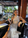 Spring/Summer 2025 Women's New Sexy Sleeveless Knitted Tweed Long Dress