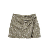 Ins2025 New Fashion Temperament Women's Army Green Beads Irregular Skirts