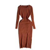 Simple Sexy Pit Strips Body-Body-Groom Knitted Dress Autumn Solid-Colored Bottom Skirt One-Step Dress Woman