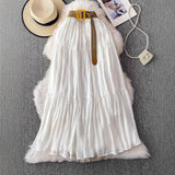 White Half-Dress Women's Dress 2025 Summer Small In The Long Leisure High-Rise Display Thin Pendulum Ponve Egg