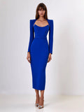 2025 New Women's Autumn New Horn Long-Sleeved Belt Dress Fashion Temperament
