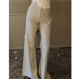 Korean High-End Micro-Sleeking Casual Pants Women 2025 Spring New Slim Slim High Waist Loose Straight Broad Leg Pants
