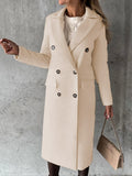 Women's Spring 2025 Coat Hair, Coat Solid Long Sleeve Double Buckle Bag Temperament Elegant