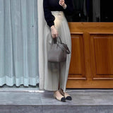 High-Waisted Casual Suit Trousers Women 2025 Summer New Scycter Trousers Gray Thin Straight Legs Nine Trousers