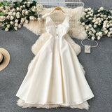 Light Luxury Banquet High-End Court Style Dress Temperament V Receive Waist Thin High-End Exquisite Dress