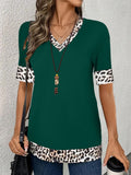 New Elegant Color Print V-Neck Short-Sleeved Top Summer Women's Clothing