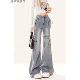 Butterfly Micro-Tight Jeans Women Autumn New Retro Hottie Slimming High-Sight Belt Splicing Pants Tide