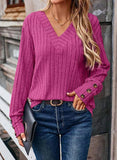 Women's Clothing 2025 Autumn And Winter New Ribs Pit Strip V-Neck Button Long-Sleeved Coat Woman