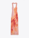 2025 Summer Fashion New Women's Sexy Hot Girl V-Neck Print Sling Dress Dress Dress