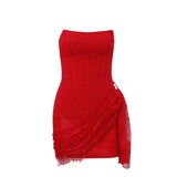 In The Autumn Of 2025, The New Women's Sexy Lace Mesh Is A Word-Smeared And Straight-Up Dress Woman.