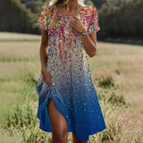 Summer Hot Selling Literary And Art National Wind Round Collar Long Dress