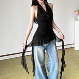 2025 Summer New Women's Dress French Sexy Temperament Fashion Collar Hanging Neck Sleeveless Waist Vest