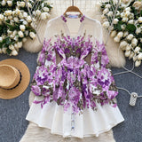 Congyuan Elegant V-Neck Single-Drace Printed Dress Women To Collect Waist Thin A-Word Short Dress 2025 Spring Dress