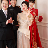 2025 New Temperament Long-Term Cash Waist Fishtail Skirt Wedding Dress Elegant Gold Squine Mother Dress