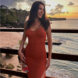 2025 New Sexy Babes Body-In-Exa-Covered Vacation Sling Women's Knitted Open-Back Dress Women