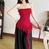 2025 Spring And Summer Women's New Fashion One-Word Shoulder Repair Leud Thrombochrome Bhise Small Vest