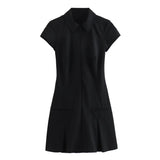 Dress New Collar Short-Sleeved 2025 Shirt Skirt Fashion Spring Fashion Pure Color