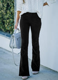 2025 Autumn And Winter Women's Solid Color High Waist Repair Micro-Trumpet Trousers Cord Velvet Tight Waist Casual Pants