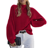 Autumn/Winter 2025 New Loose Half-High Collar Knitwear Women's Solid Color Turtleneck Sweater