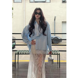 Yu Sister Pure Style Wearing White Lace Half-Dress Woman Spring New Design Sense A Word-Brace Hip Long Skirt