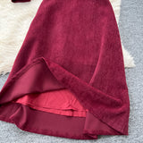 Half-Body Dress Girl Autumn And Winter High-End Collar Bubble Sleeve Top Skirt Two Sets 0605