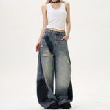 Bing Blade Splicing Deconstruction Hole Painting To Make Old Jeans Loose Hedging Men And Women With The Same Drag Trousers Ins