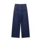 Spring 2025 New Women's Belt Denim Jacket + Straight Trousers Set