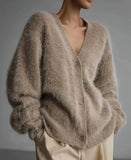 Women's Imitation Sting Cardigan Women Lazy Wind Loose Sweater Soft Long-Sleeved Knitted Casual