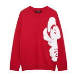 Spring 2025 New Lazy Wind Flower Design Women's Round-Neck Sweater Women's Loose Knitting Shirt