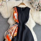 2025 Summer Ripe Style Retro Temperament Sleeveless Round Recipient Waist Thin Sleeveless A Word Dress Elegant Dress