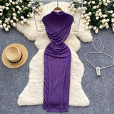 High-Cooled Royal Sister Dress Goddess Fan Temperament Heart Folds To Receive The Waist Thin Long Bag Of Hip Skirts