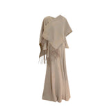 Royal Sister Temperament Knitting Set Autumn V Collar With Long-Sleeved Dress Shawl Two Sets Of Women