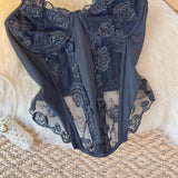 Pure Hottie Black Small Sling Vest Woman Wearing Summer Slew Embroidered Sexy Bare Shoulder Fish Bone Top