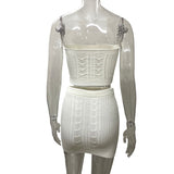 Spring 2025 New Fashion Women's Clothing Wrapped Breastless Sleeve Small Breasted Hottie Solid-Colored Bag Hip Skirt Suit