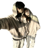 Vintage Mud Dyed Old Hooded Hoodie Sticker Oversize Couple With Open Shirt Zipper Handsome Coat