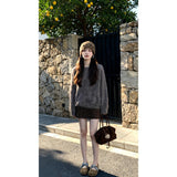 MARIE.COCO Korean New Lazy Style Retro Knitted On The Female Leopard Dress Autumn And Winter Fashion Set