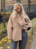 2025 Women's Autumn New Fashion Asymmetric Blending Short Loose Coat Coat