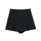 Women's Clothing 2025 Spring New Silk-Sense Texture Spliced Tight Body Clothes + Open-Fork Splicing Skirt Set