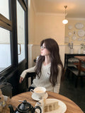 White Soft-Gried Milk Fufuv Collar Embroidered Jab Sweater In Autumn And Winter Loose Lazy Knitting Top