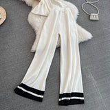 Fashion Suit Women's Korean Version Of Sleeveless Knitted Top Two Sets Of Leisure High-Rise Slim Straight Broad Leg Pants