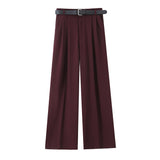 Women's Clothing 2025 New Women's Winter Belt Double-Folded Pants