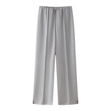 Multi-Color Double-Sided Cloth Body Round-Neck Long-Sleeved Head-Dressed Tight High-Waisted Straight Trousers Casual Suit Woman