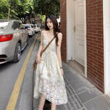 Ethnic Wind Hollow Tuxlei Slings Long Skirts Slingsed Dress Beach Fairy Dress