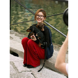 Zhao Luth's Same Red Tight-Fitting Broad-Legged Casual Pants Woman In The Fall Of The Retro Loose Straight Trousers