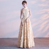 White Feather Hanging Neck Open Shoulder Fashion Atmosphere Thin Long Skirt Evening Dress Students Graduation Performance Choral Costume