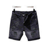 Stylish Black Denim Shorts Men's Summer Slim Retro Mids Pants Gradient Elastic Five-Point Trousers
